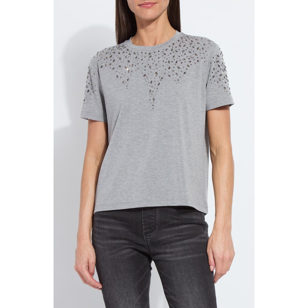 Lyssé Lysse Malva Rhinestone Embellished Short Sleeve Shirt In Gray