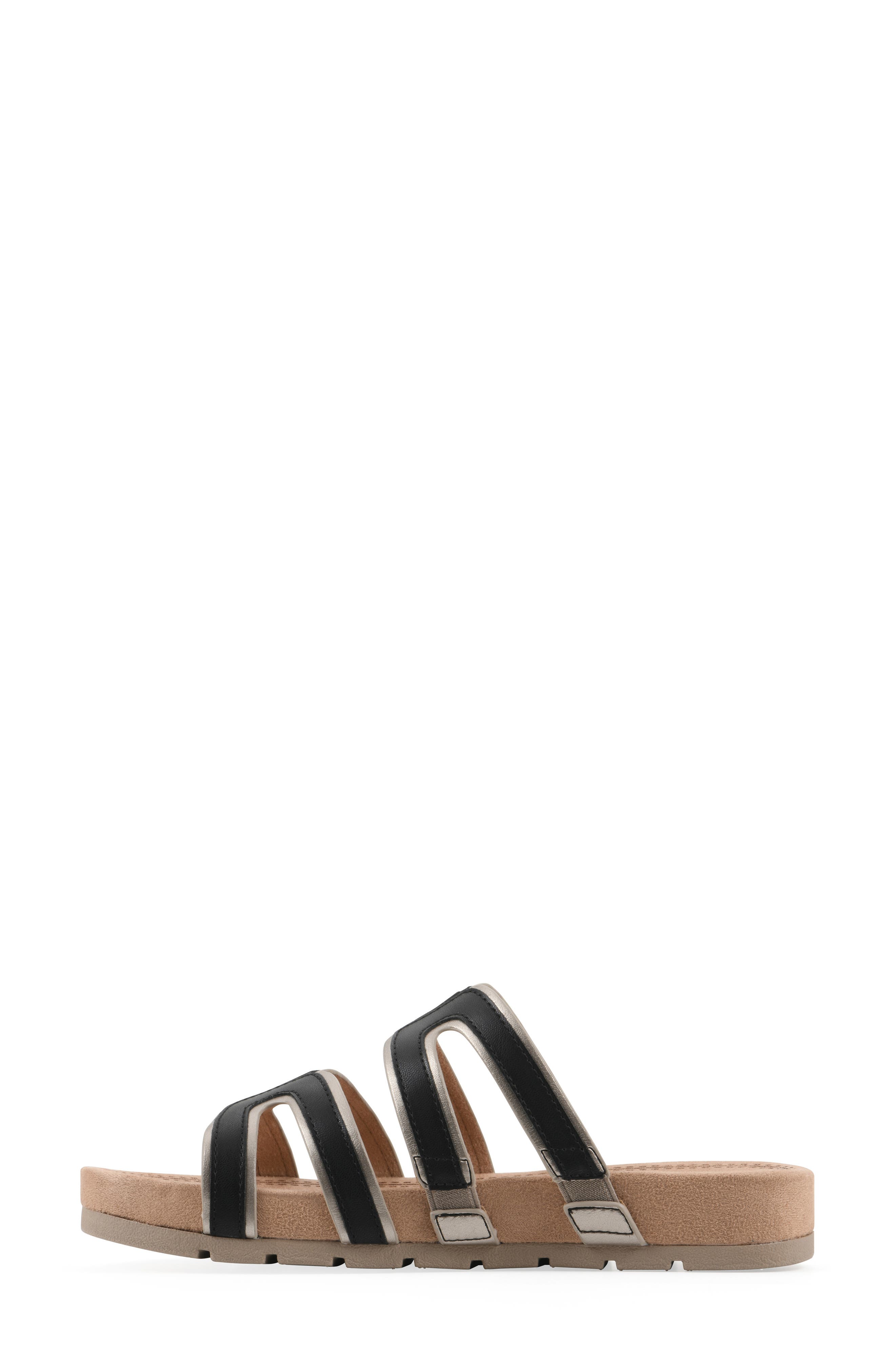 CLIFFS BY WHITE MOUNTAIN Tina Rose Slide Sandal, Alternate, color, Black/ Pale Gold