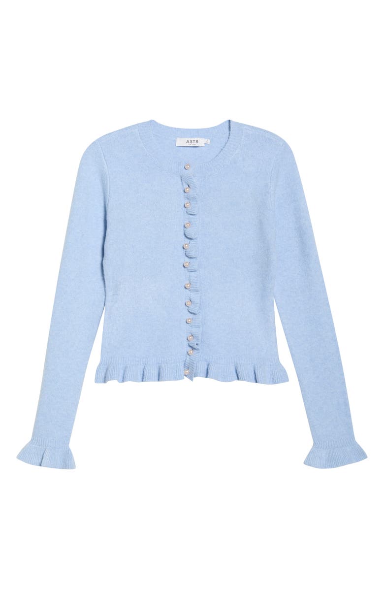 ASTR the Label Eowyn Ruffle Cardigan, Main, color, Light Blue
