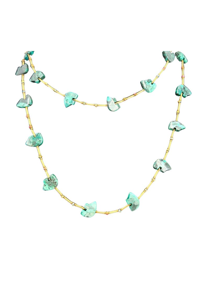 Vintage Handcrafted Malachite Bear Fetish Necklace, Alternate, color, Green