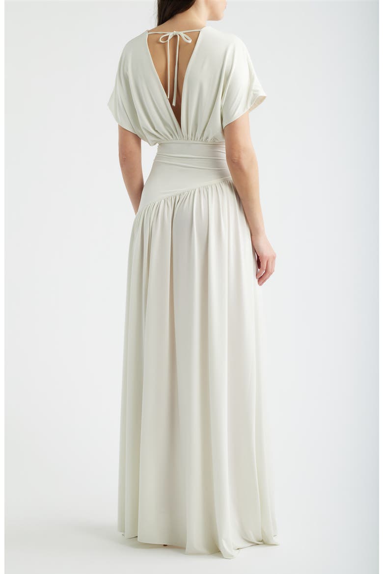 Plunge Neck Side Slit Gown, Alternate, color, WHITE