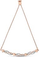 Haus of Brilliance 14K Rose Gold Plated Silver Diamond Accent Link and Heart Adjustable Bolo Bracelet