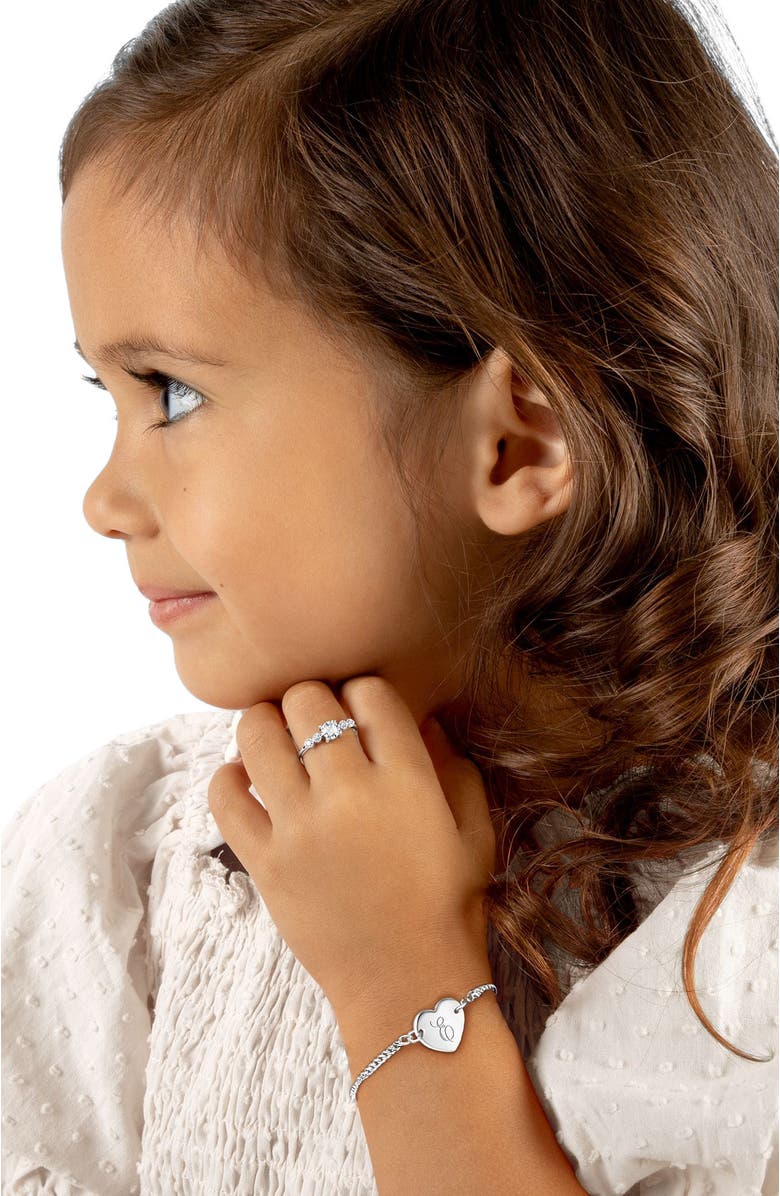 Tiny Blessings Sterling Silver Lovely Heart ID Bracelet & Engraved Initial 6" Bracelet, Alternate, color, Silver - E