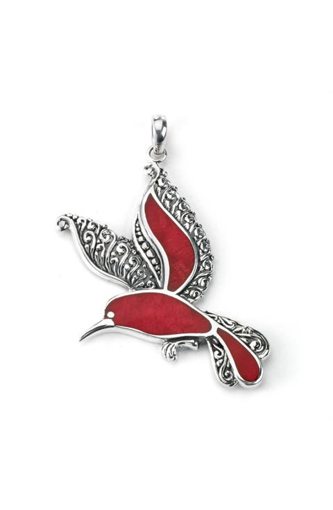 Sterling Silver Stone Bird Pendant