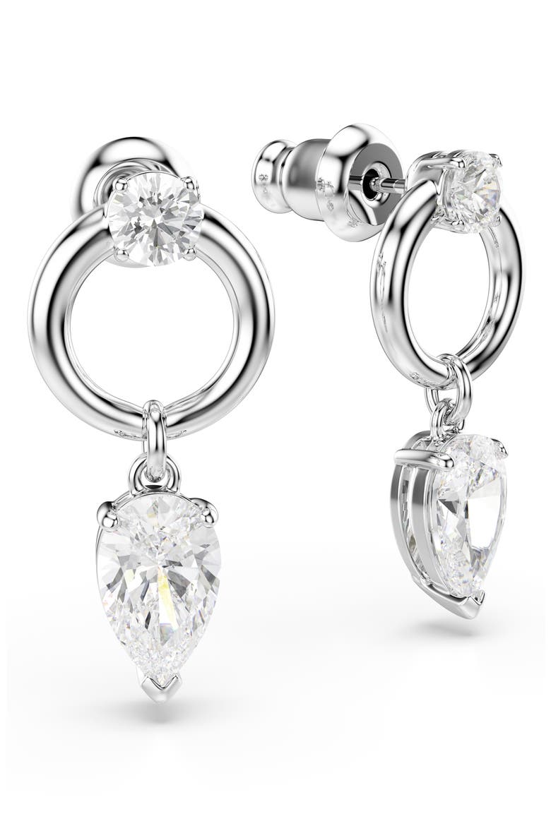 Mesmera Drop Earrings, Alternate, color, RHODIUM/ WHITE