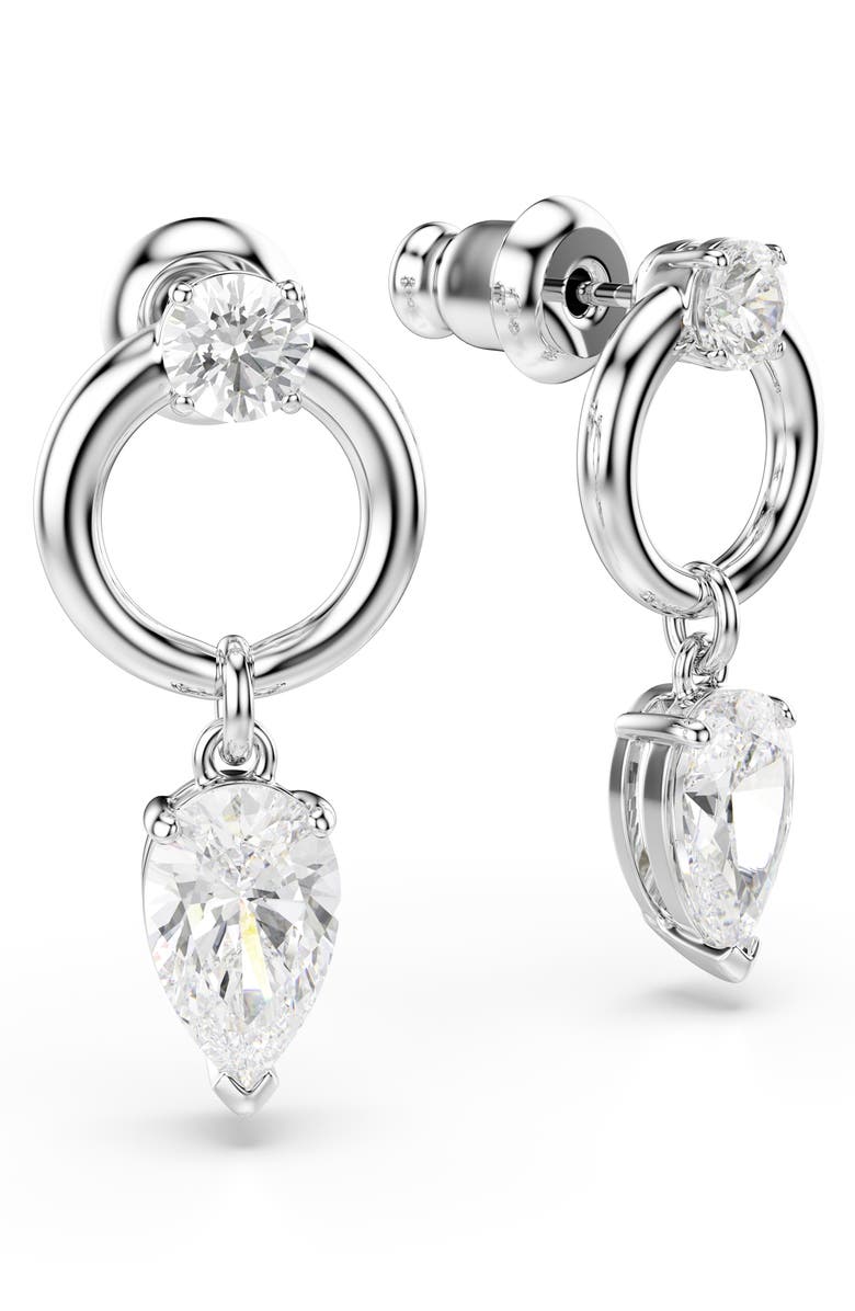 Swarovski Mesmera Drop Earrings, Alternate, color, Rhodium/ White