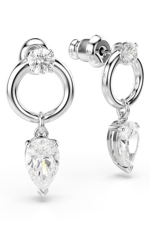 Swarovski Mesmera Rhodium Plated Drop Earrings In Metallic