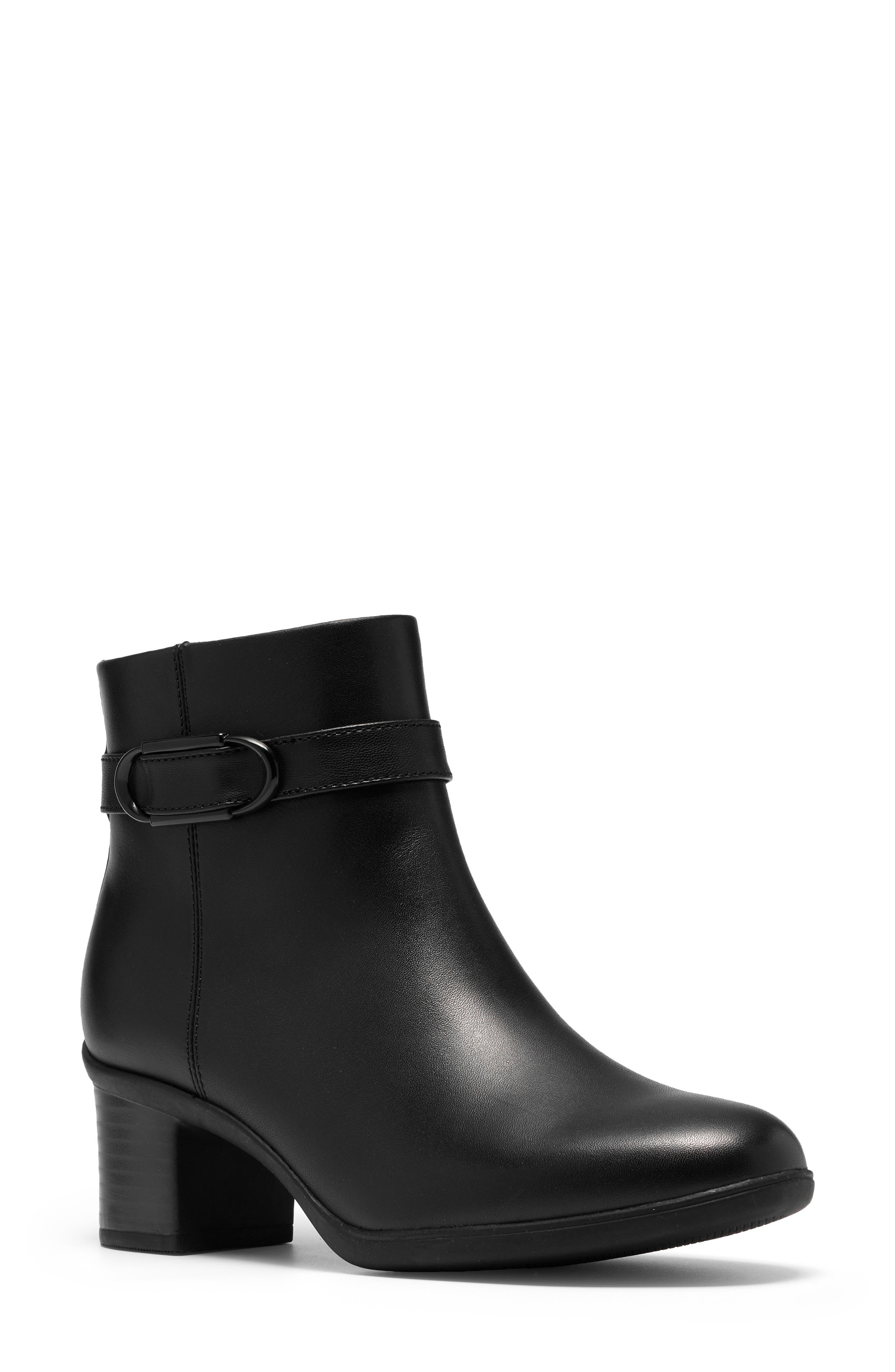 Shaya Style Waterproof Leather Bootie, Main, color, BLACK WATERPROOF