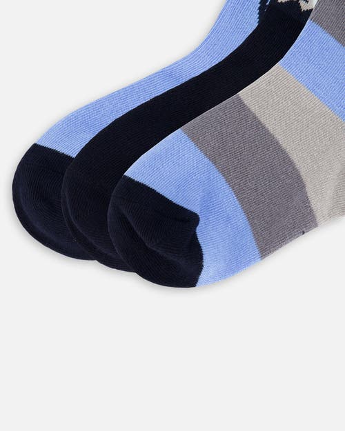 Deux Par Deux Boy 3-pack Knit Socks In Blue
