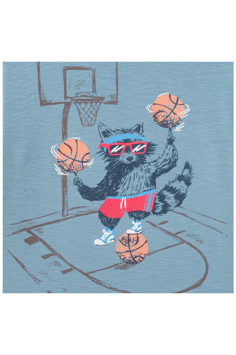 Kids' Raccoon Basketball Graphic Two-Fer Tee, Alternate, color, LT BLUE BBALL