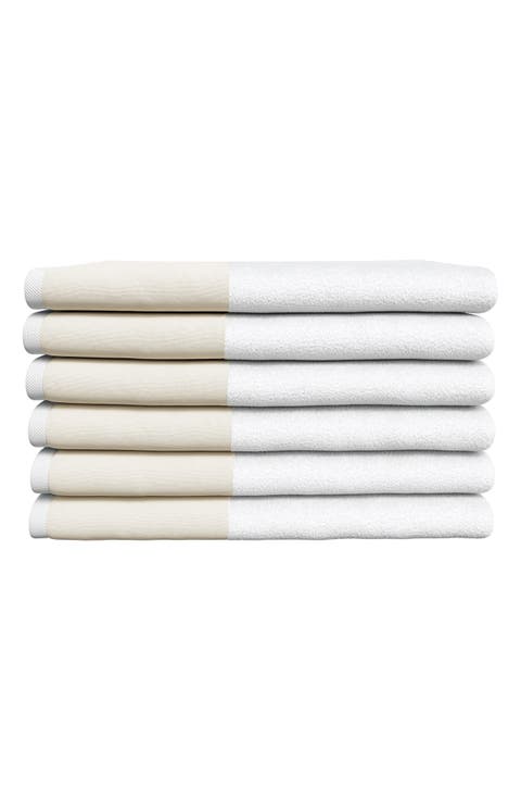 Border 6-Piece Cotton Hand Towels