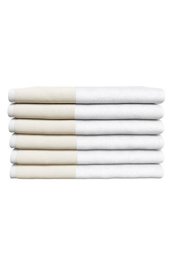 Woven & Weft Border 6-piece Cotton Hand Towels In White