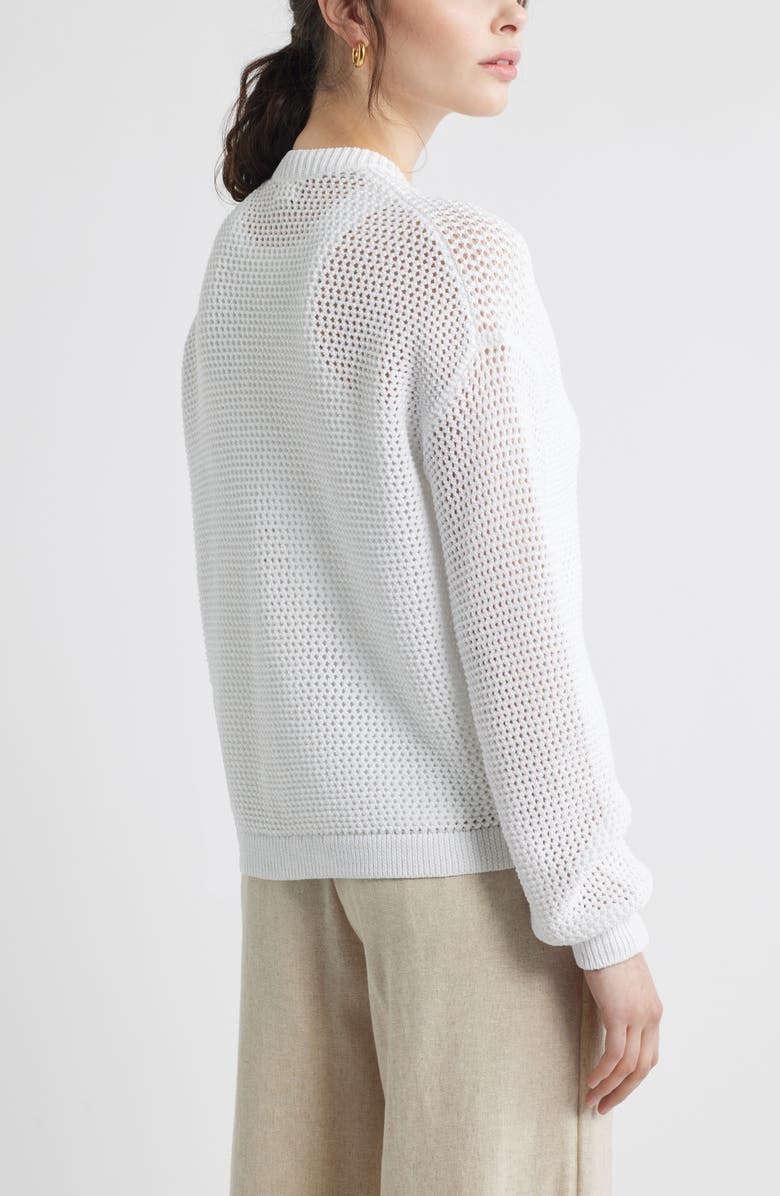 Caslon<sup>®</sup> Open Stitch Cotton Cardigan, Alternate, color, White