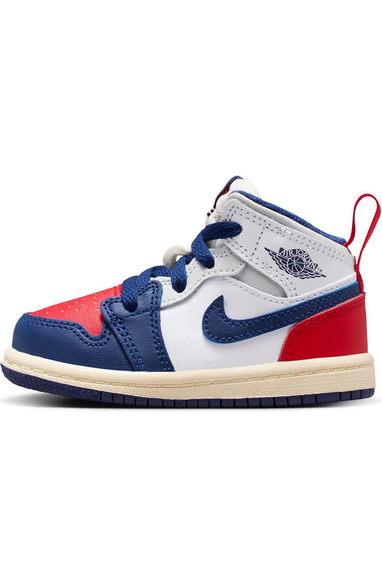 Nike Kids' Air Jordan 1 Mid Sneaker, Alternate, color, White/ Royal Blue/ Red