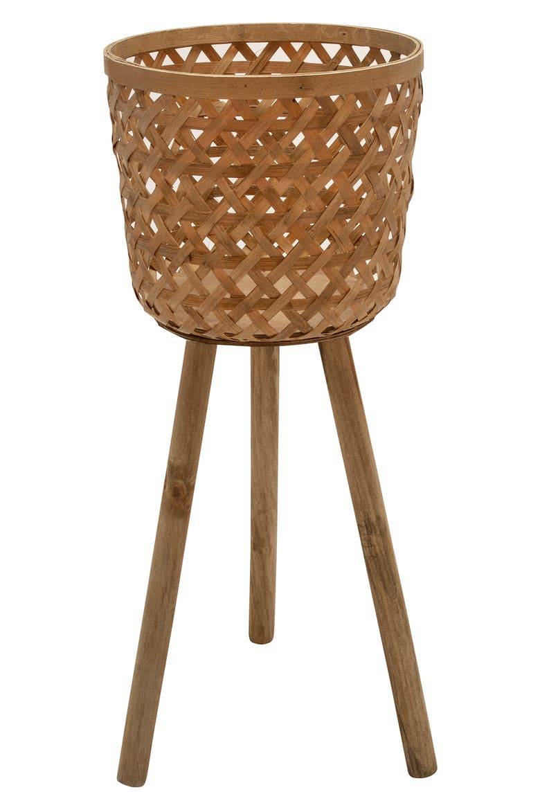 SAGEBROOK Bamboo Planter on Stands - Set of 2, Alternate, color, BROWN