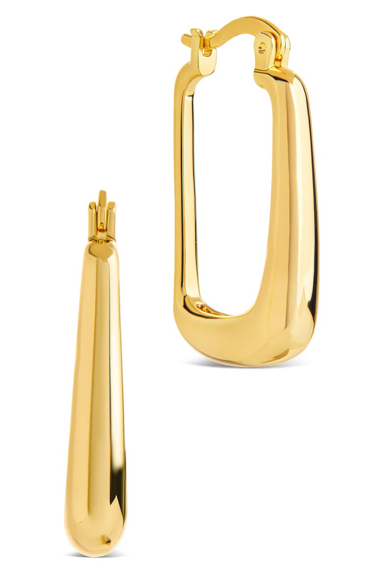 Eliette Polished Rectangular Hoop Earrings, Main, color, GOLD