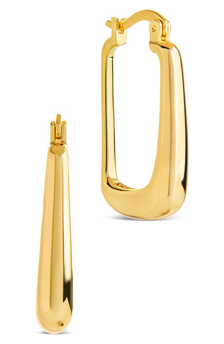 Sterling Forever Eliette Polished Rectangular Hoop Earrings, Main, color, Gold
