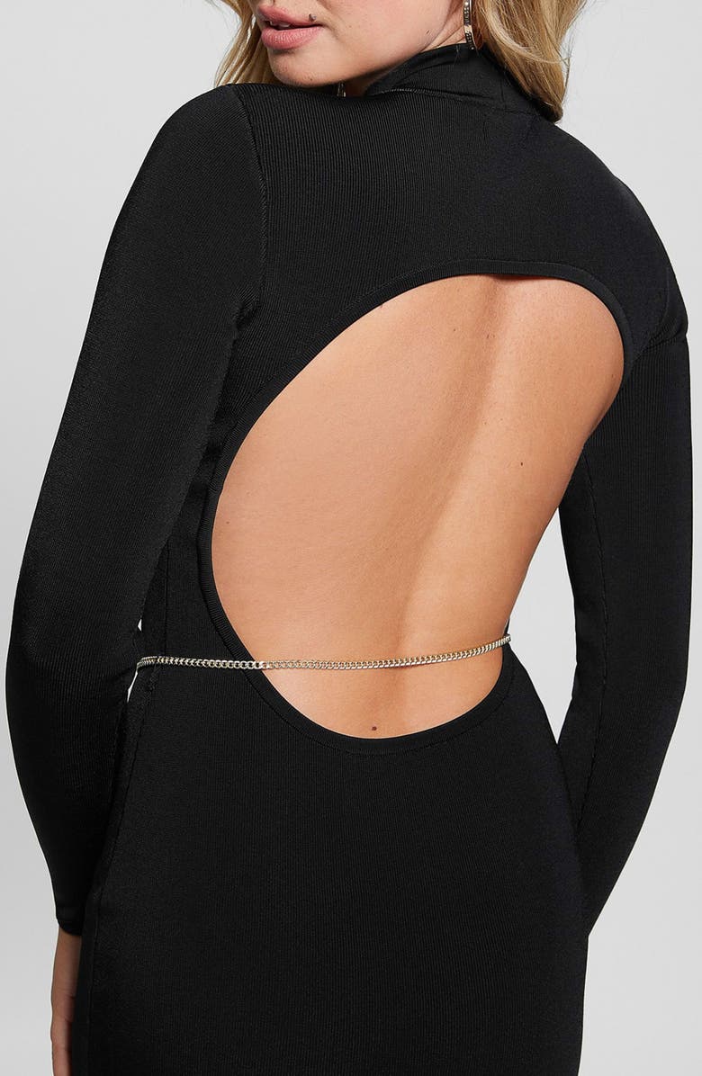 GUESS Mariah Back Cutout Long Sleeve Belted Minidress, Alternate, color, 