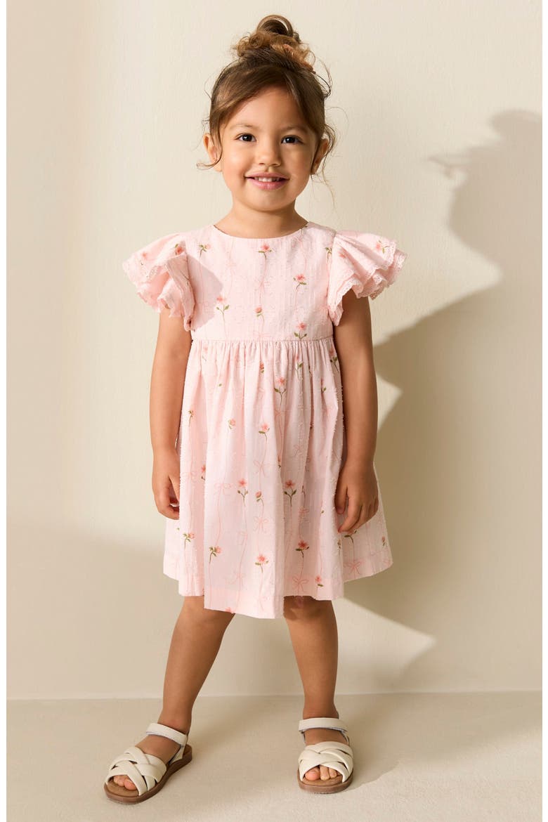 Kids' Floral Stripe Dress, Alternate, color, PINK