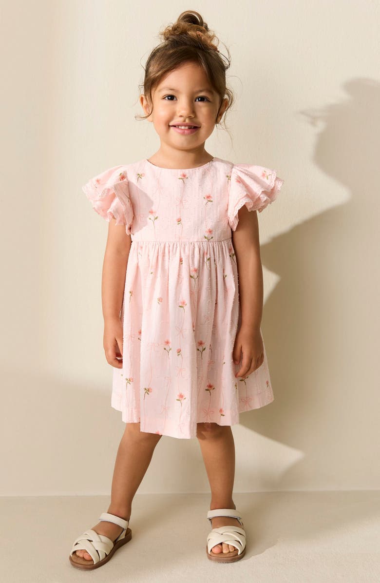 NEXT Kids' Floral Stripe Dress, Alternate, color, Pink