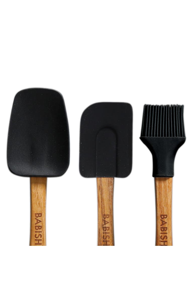 5pc Wood and Silicone Essential Kitchen Tool Set Brown, Alternate, color, Brown