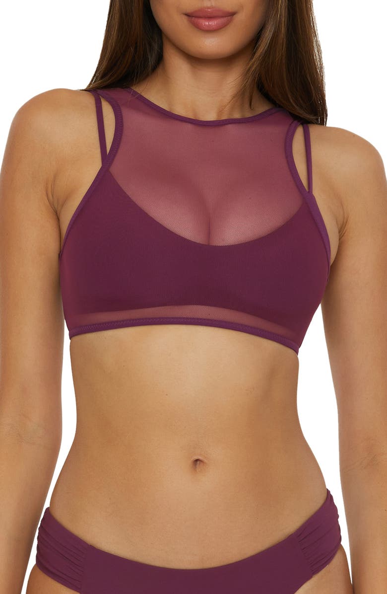 Becca Muse Layered Multifit Bikini Top, Main, color, Aubergine