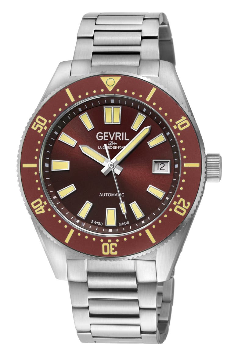 Mariner Row Automatic Bracelet Watch, Main, color, SILVER