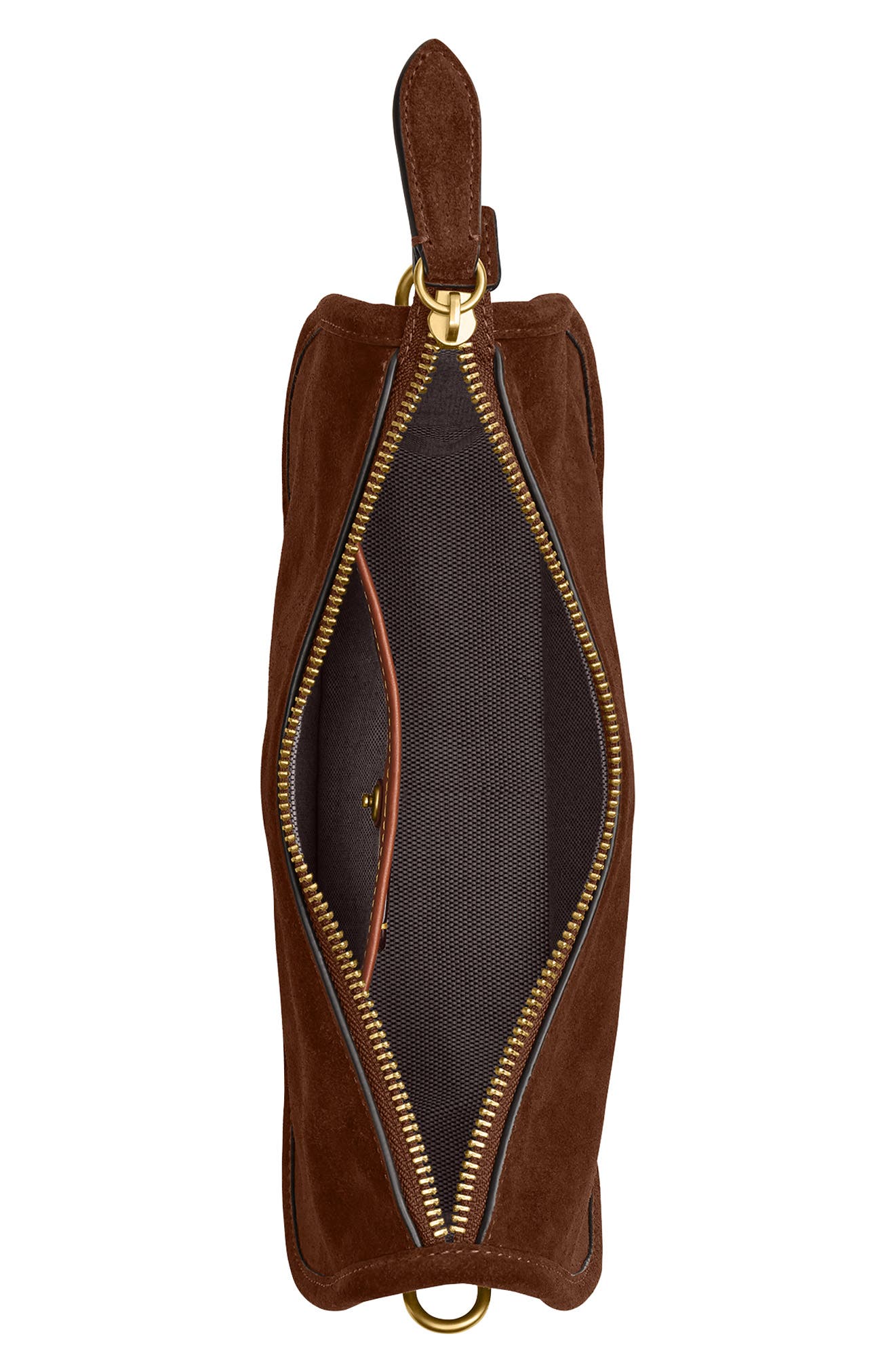 COACH Waverly Suede Shoulder Bag, Alternate, color, Warm Brown