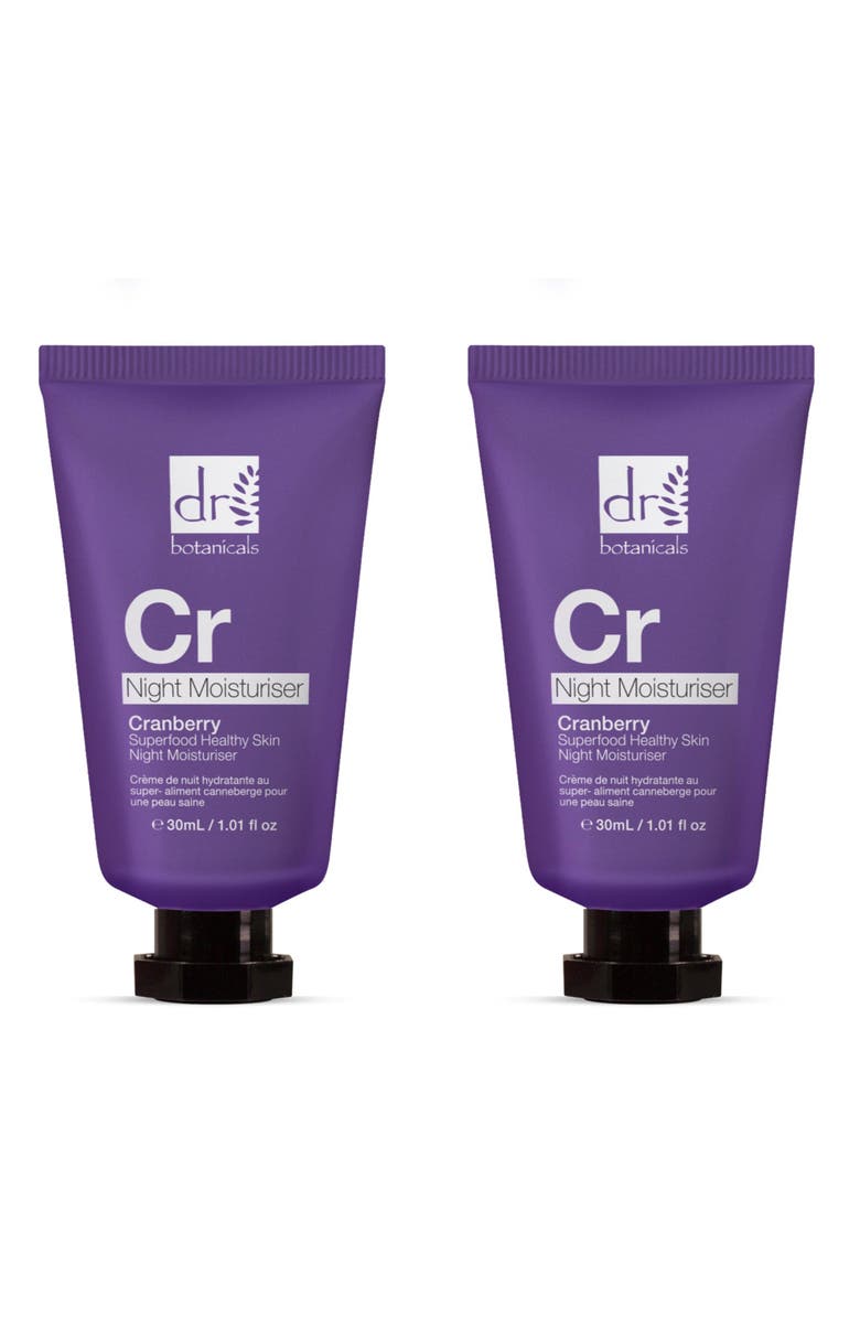 DR BOTANICALS Cranberry Superfood Healthy Skin Night Moisturiser 30ml x 2 Duo Set, Main, color, White