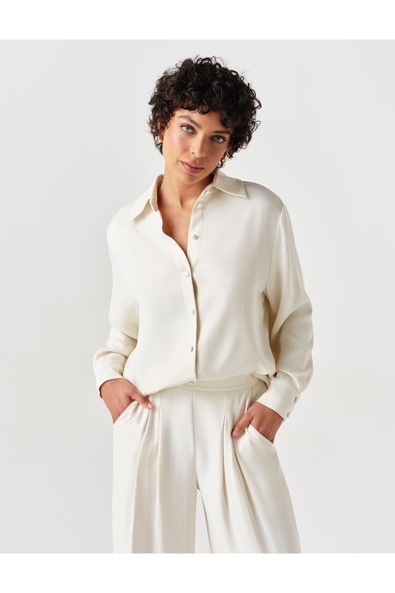 Esther Collared Satin Shirt, Main, color, Ivory