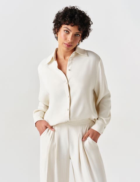 Esther Collared Satin Shirt