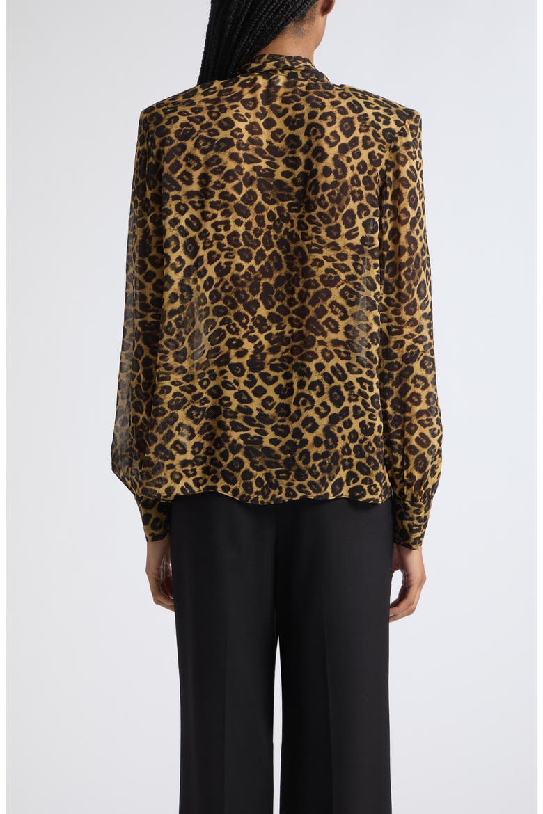 Kaila Tie Neck Chiffon Top, Alternate, color, LEOPARD