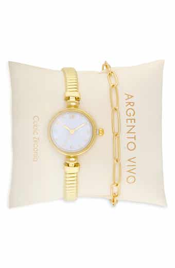 Mother-of-Pearl Bracelet Watch & Chain Bracelet Set