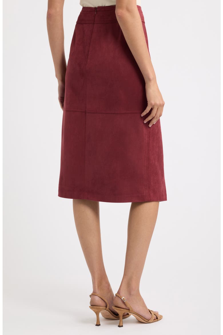 Danica Faux Suede Belted Skirt, Alternate, color, NOIR BERRY
