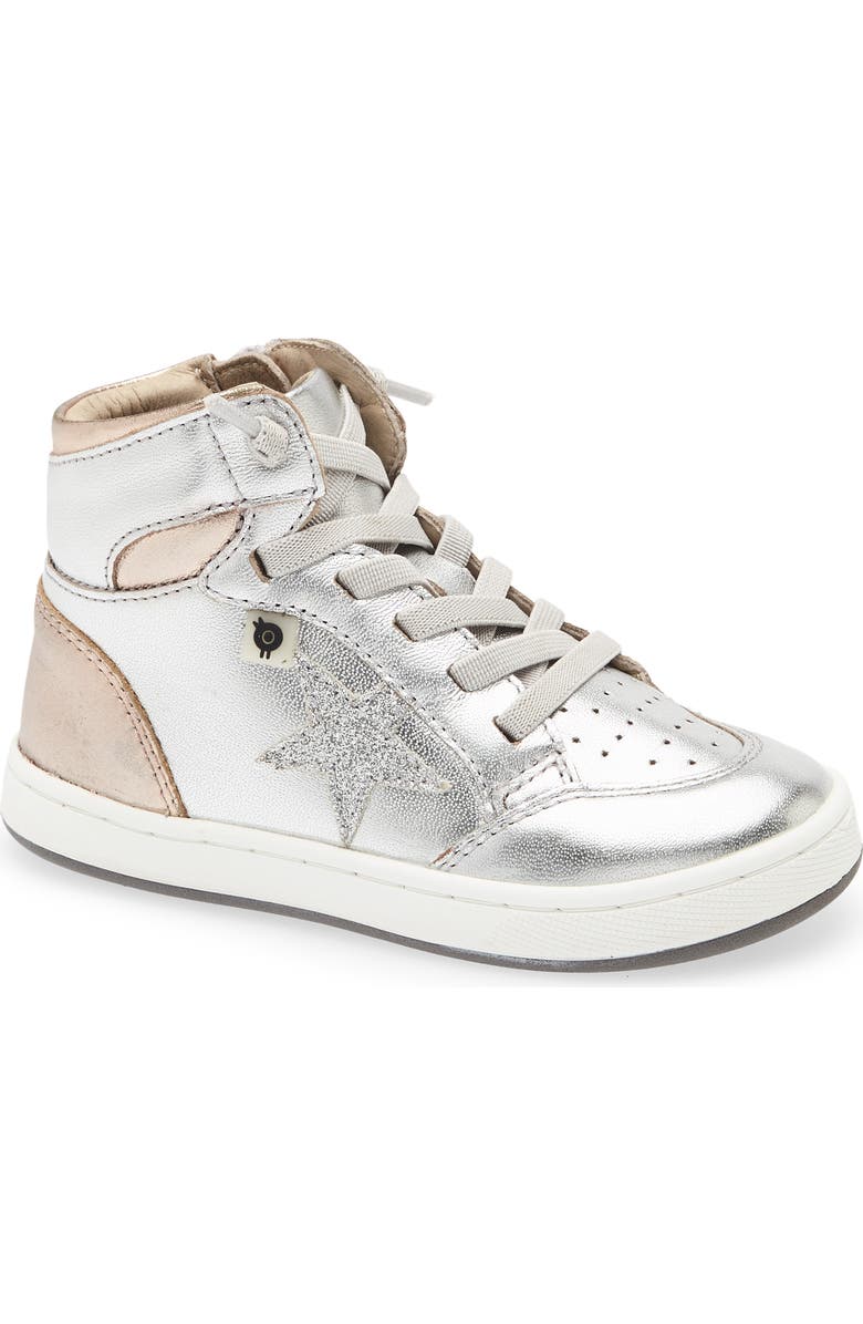 OLD SOLES Kids' Starling Metallic High Top Sneaker, Main, color, Silver / Copper / Glam Argent