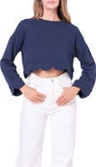 English Factory Scallop Crop Knit Top