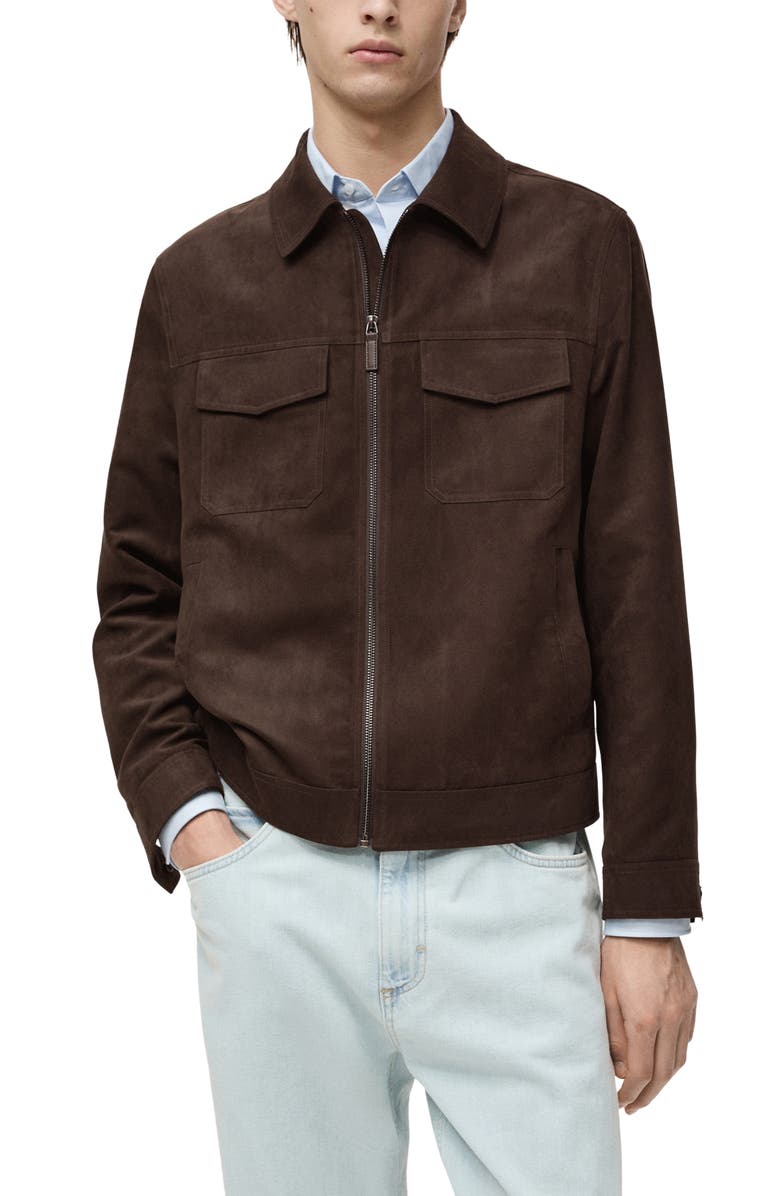 MANGO Faux Suede Jacket, Main, color, 