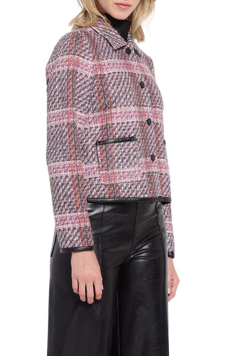 Romina Cropped Tweed Jacket, Alternate, color, ROUGE PLAID