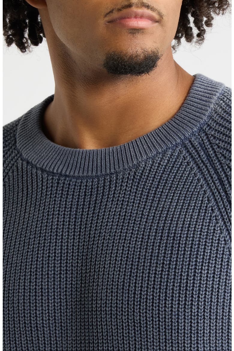 Heavyweight Ribbed Cotton Crewneck Sweater, Alternate, color, NAVY IRIS