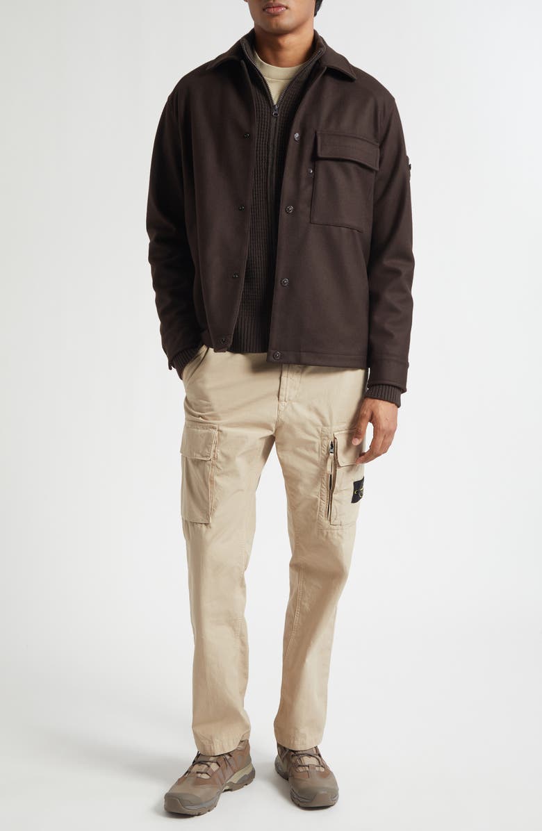 Stone Island Ghost Virgin Wool Blend Overshirt, Alternate, color, Dark Brown