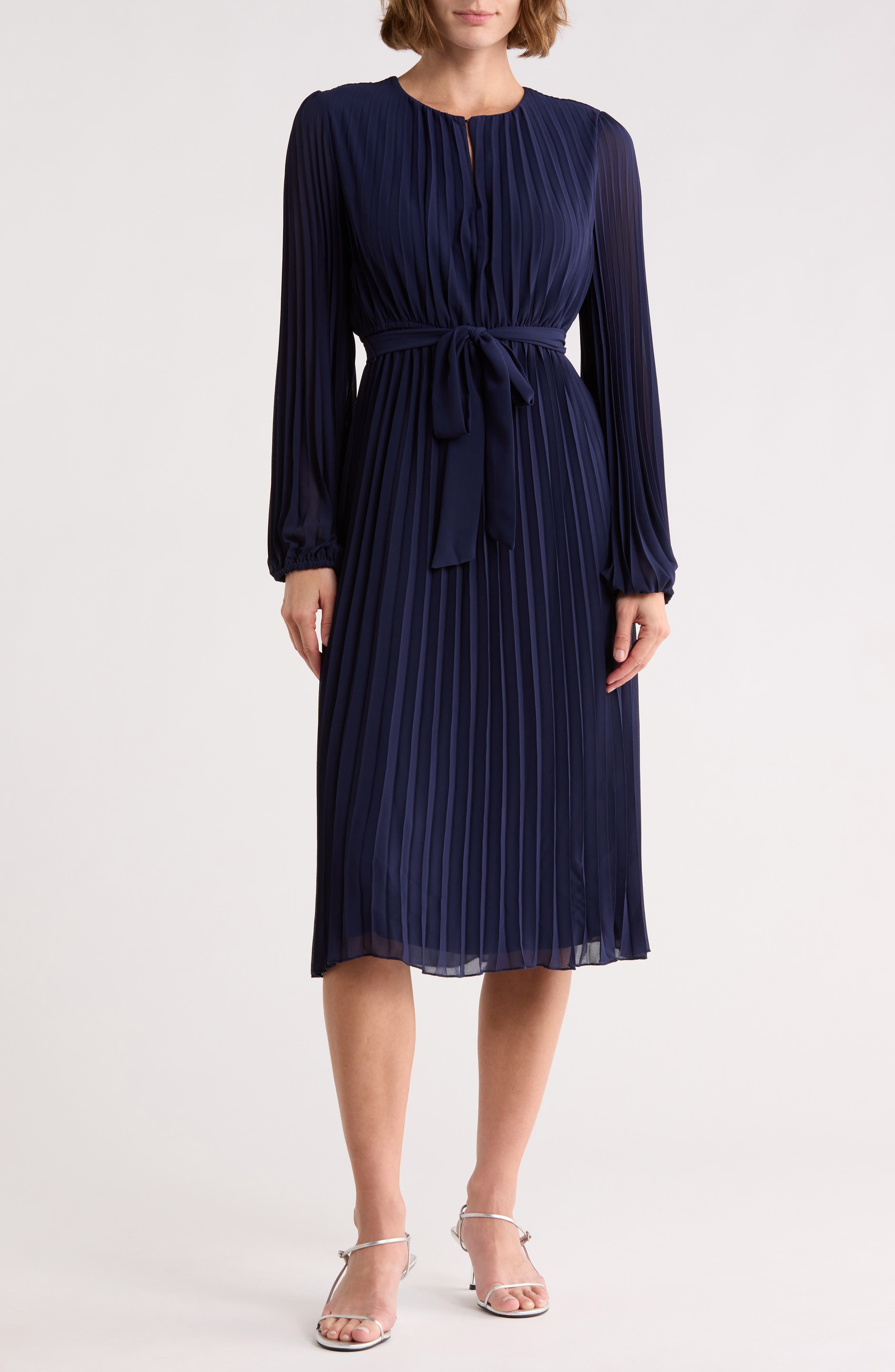 Sam Edelman Long Sleeve Plissé Maxi Dress