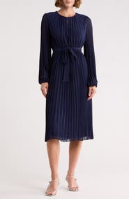 Sam Edelman Long Sleeve Plissé Maxi Dress