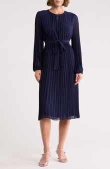 Sam Edelman Long Sleeve Plissé Maxi Dress