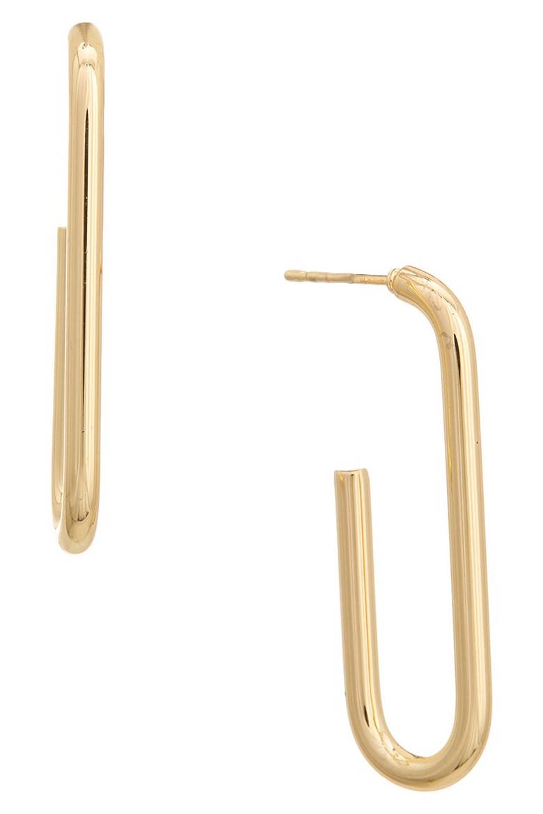 Paper Clip Hoop Earrings, Main, color, GOLD