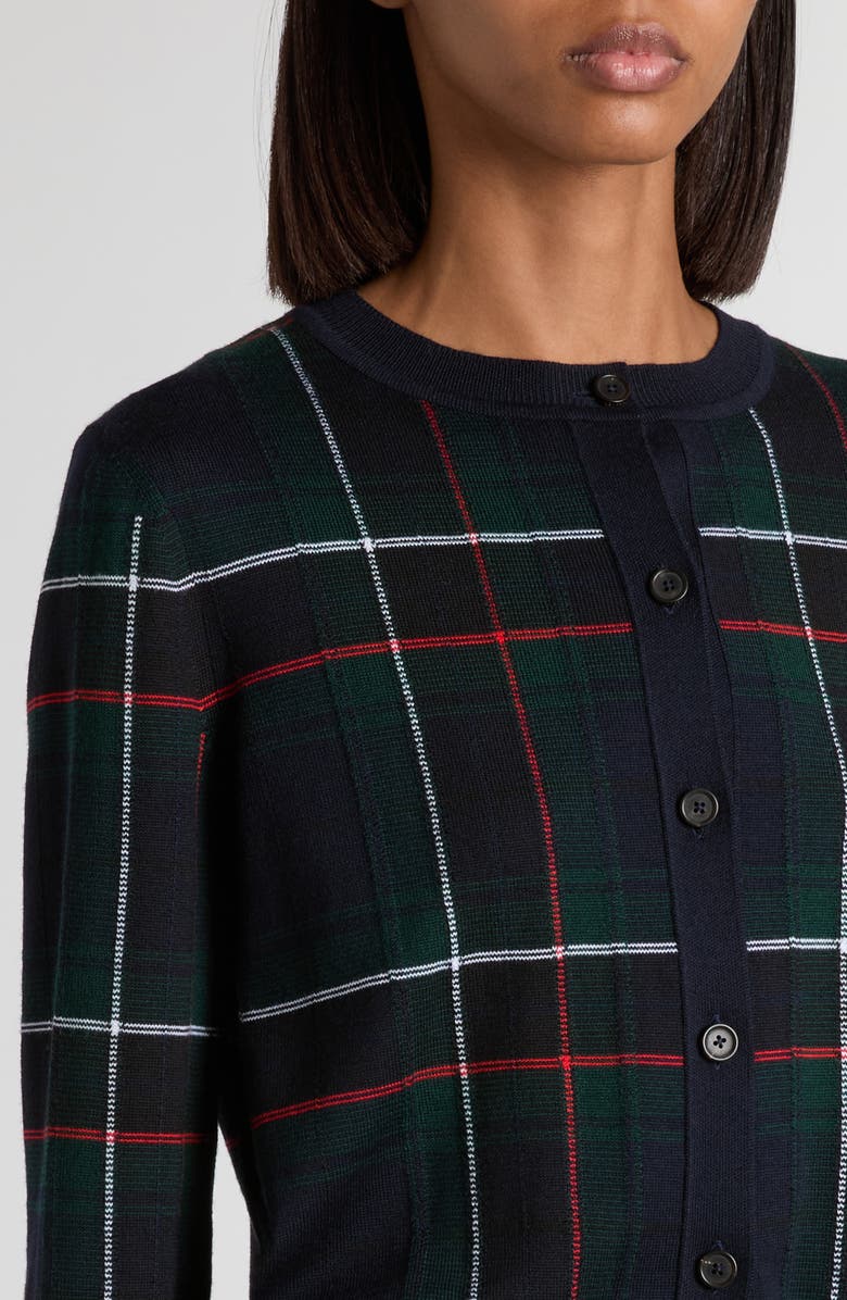 McQueen Check Wool Cardigan, Alternate, color, Navy/ Green/ Red