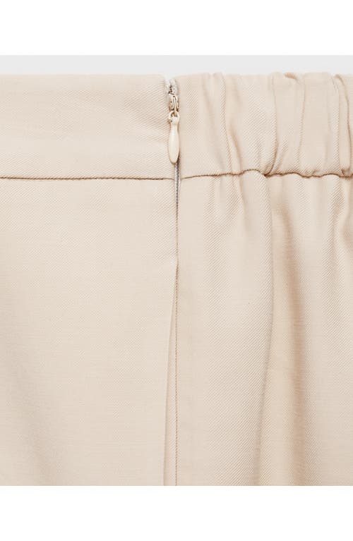 Mango Pleat Front Wide Leg Palazzo Pants In Beige