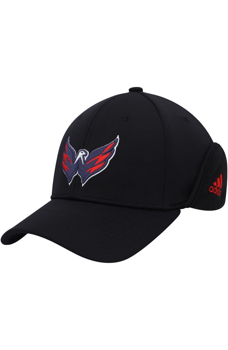 adidas Men's adidas Black Washington Capitals Earflap Flex Hat, Main, color,