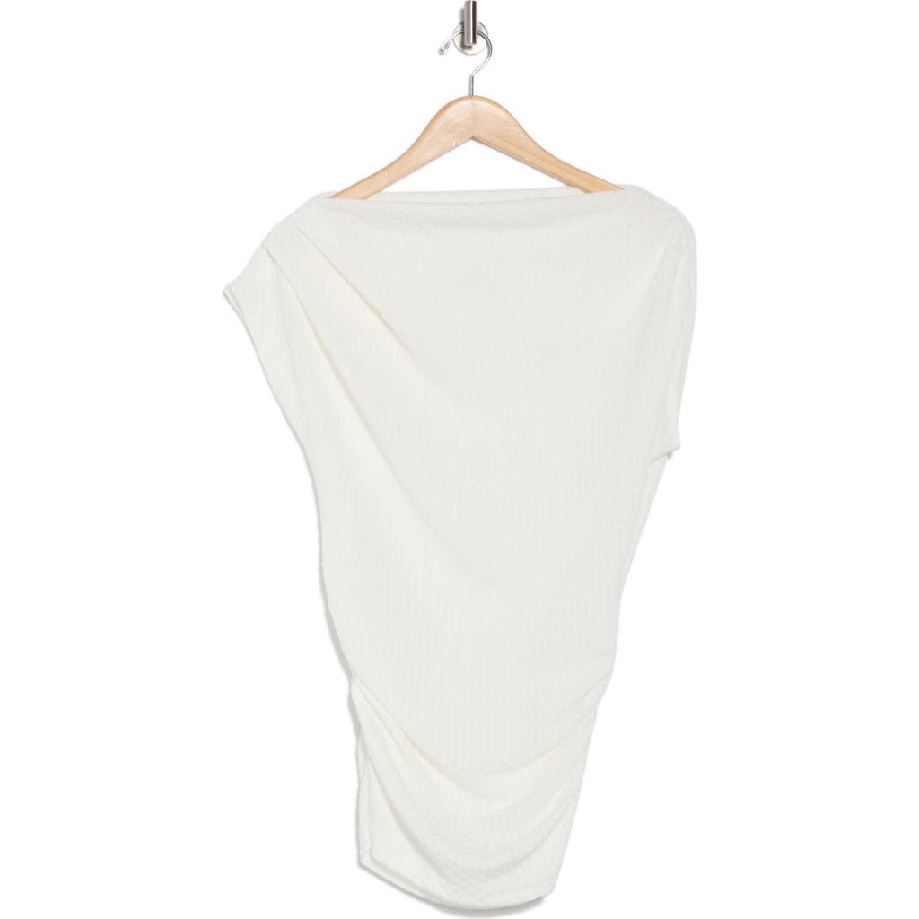 Renee C Asymmetrical Ruched Top In White