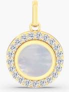 Everlee Small Mother-of-Pearl and Lab Diamond Disc Pendant Charm in 14K