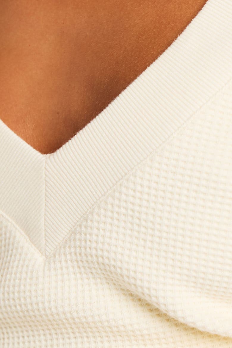 Waffle Knit Deep V, Alternate, color, Cream